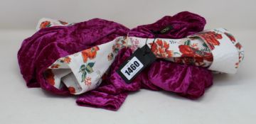 An as new Maje Ripity ruched crushed velvet mini dress (T34 - RRP £160) and Maje floral skirt (