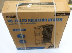 A boxed as new Ansio Oil Filled Radiator 1321 with Remote Control.