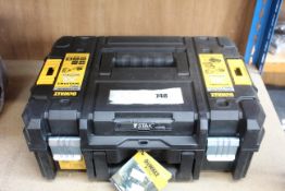 An as new DeWalt DCS355M2 Cordless 18V XR Brushless Multi-Tool with 35pc accessory kit, 2 x 4Ah