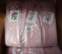 Twenty four Plush Extra Long Hot Water Bottles in pink and cream.