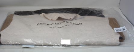 Six as new French Connection high neck colour block jumpers (All S).