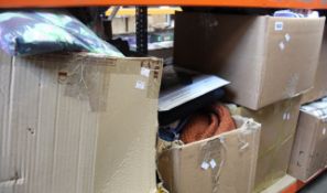 Seven boxes of assorted clothing and related items.