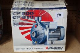 A boxed as new Pedrollo CP 600 centrifugal pump.