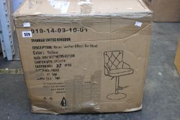 A boxed as new Rocco leather effect bar stool in yellow.