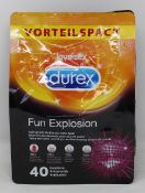 Ten packs of Durex Fun Explosion condoms (40 in a pack).
