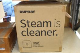 A boxed Dupray Neat Steam Cleaner in white.