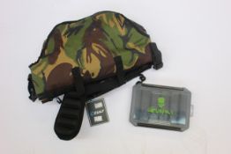 Ten boxed as new Gunki Walk Off the Line lure storage boxes together with as new Cult distance