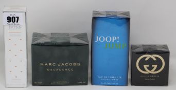 Marc Jacob Decadence eau de parfum (30ml), one Hugo Boss Women eau de toilette (50ml), one Joop Jump