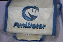 A Funwater sup smiling face inflatable paddle board, a Bluefin high pressure sup pump and a