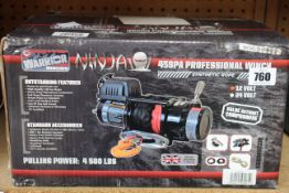 A boxed as new Warrior Ninja 45SPA Professional Winch with Synthetic Rope (45SPA12).