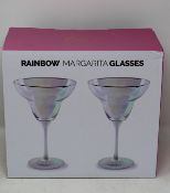 Six boxed as new Root7 Rainbow Margarita Glasses (Sets of two).