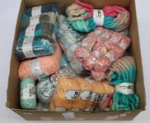 A box of assorted Ice Yarns items in various sizes and colours.