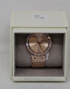 A ladies as new Michael Kors Darci watch in rose gold (MK3192).