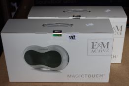 Two boxed as new E & M Active Magic Touch Massage Cushion (RRP £118) https://emactive.com/em-