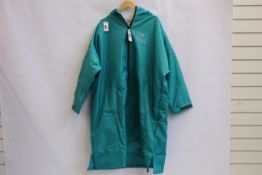 An as new Smoc Smoc full zip smock in teal and pebble grey (L - RRP £140).