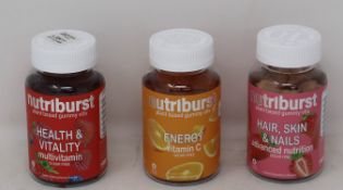 A quantity of as new Nutriburst Plant Based Gummy Vitamins - Energy Vitamin C, Hair, Skin & Nails