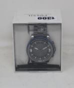 A boxed as new FOSSIL Latitude Hybrid HR FTW7022 Smartwatch in Smoke and Blue (Stainless steel