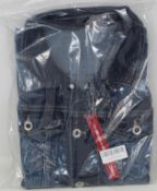 Two as new Inside Out Blue Hustler V2 gillets (M, L) and three Inside Out midnight gillets (2 x S, 1