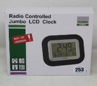 Twenty boxed as new Youshiko YC8021 Radio Controlled Jumbo LCD Clocks.