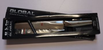 A boxed as new Global Cromova stainless steel G-2 cook's knife with 20cm blade (Over 18s only).