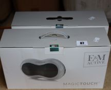 Two boxed as new E & M Active Magic Touch Massage Cushion (RRP £118) https://emactive.com/em-