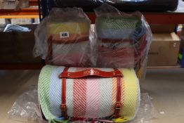 Three as new Heating & Plumbing London pure new wool waterproof picnic blankets in rainbow with