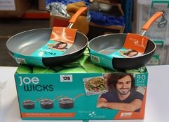 A Joe Wicks Easy Release Aluminium Non-Stick - 3-Piece Saucepan Set and two Easy Release Non-Stick