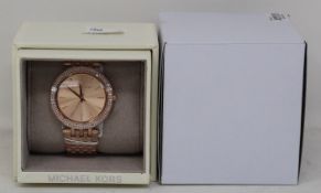 A ladies as new Michael Kors Darci watch in rose gold (MK3192).