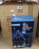 Six boxed as new Premier 480 LED Snowing Icicle Brights Christmas lights.