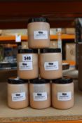 Six tubs of Venezia Stucco colour 040/1 paint.