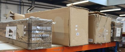 A Mountain Snow Fir Christmas Tree (Approximately 7'/2.1m) and a 2 metre Dual Purpose Tree, both