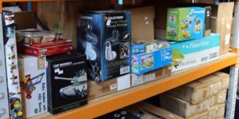 A quantity of toy's and related items to include a boxed Celestron FirstScope Telescope, as new