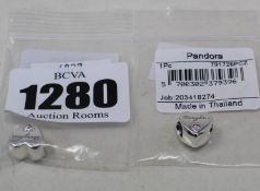 Three as new Pandora Daughter Heart shape charms (791726PCZ) and one Pandora micro dangle