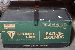 A boxed as new Secret Lab Omega League of Legends Akali Special Edition Gaming Chair.