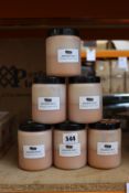 Six tubs of Venezia Stucco colour 034/1 paint.