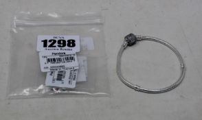 An as new Pandora moments sparkling pave clasp snake chain bracelet (590723CZ-19), an as new Pandora