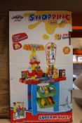 Nine boxed as new JoyKip shopping supermarket playsets.