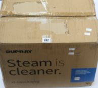 A boxed Dupray Home Steam Cleaner in white.
