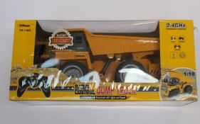 Six boxed as new Top Race radio control toy dump trucks.