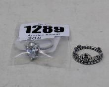 An as new Pandora Princess Tiara crown ring (19088CZ-54) and an as new sparkling Teardrop Halo