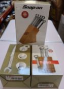 Three sets of as new Snap-On knife sets.