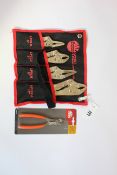 Three MAC Tools 4-Piece Locking Plier Sets (LP4SET) and one MAC Tools Wire Stripper/Cutter/