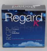Four boxes of Regard K RGP Contact Lens Solution (3 x 120ml each box, 04/22).