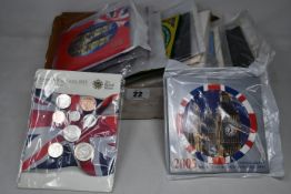 A box of coin year sets to include twenty two Royal Mint uncirculated year sets 1987 onwards with