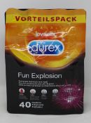 Ten packs of Durex Fun Explosion condoms (40 in a pack).