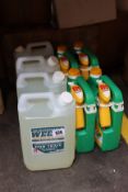 Four 5 litre bottles of as new Weedisafe weed killer together with four 3 litre bottles of Roundup