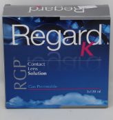 Four boxes of Regard K RGP Contact Lens Solution (3 x 120ml each box, 04/22).