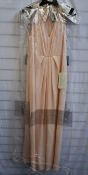 Two as new Adrianna Papell pleated crepe gowns (1 x size 10, 1 x size 12).