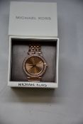 A ladies as new Michael Kors Darci watch in rose gold (MK3192).