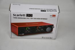 A boxed as new Focusrite Scarlett 2i2 USB Audio Interface (Third-Generation).